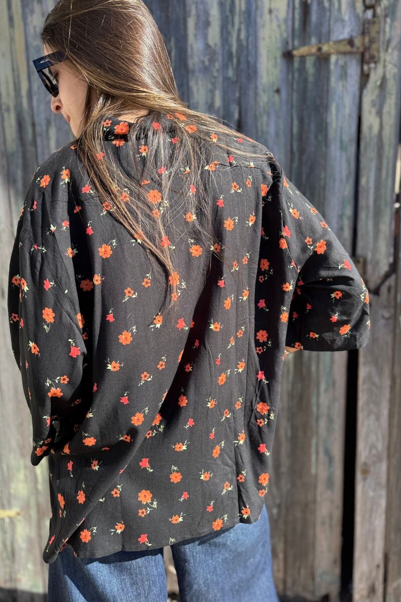 Camisa Flora Estampado naranja