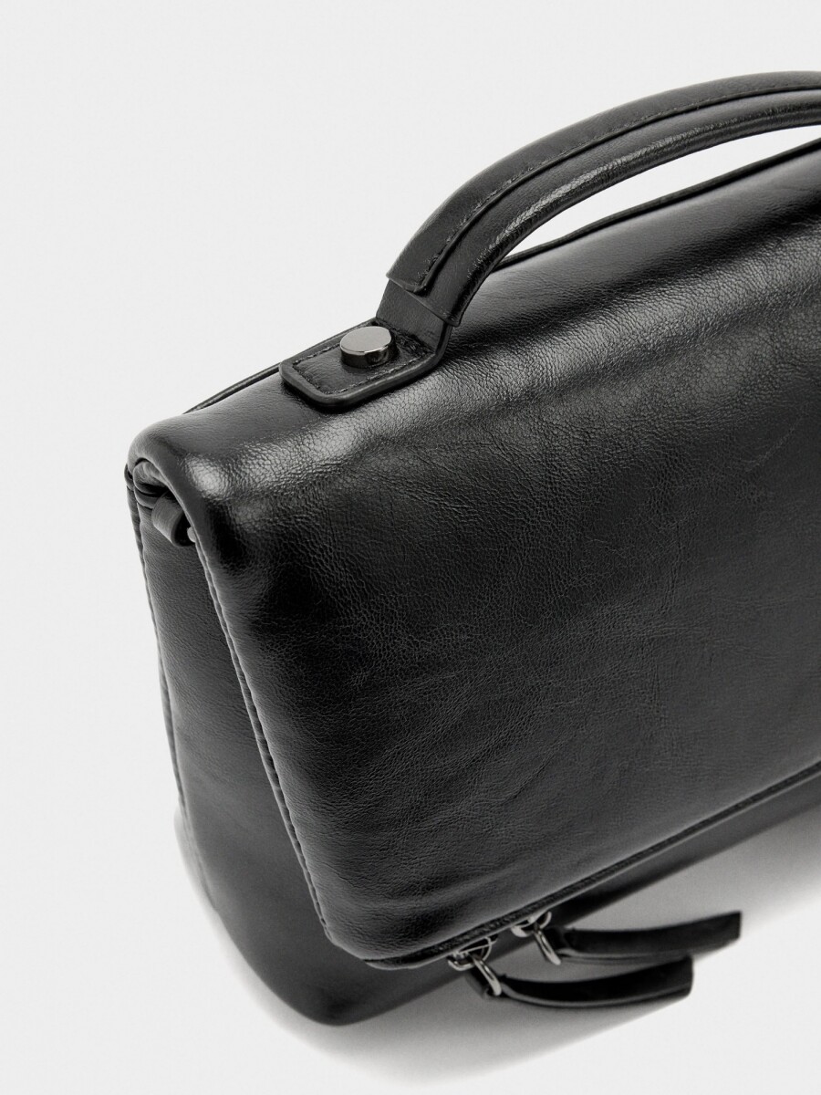 Bolso De Fiesta Con Solapa Efecto Craquelado negro