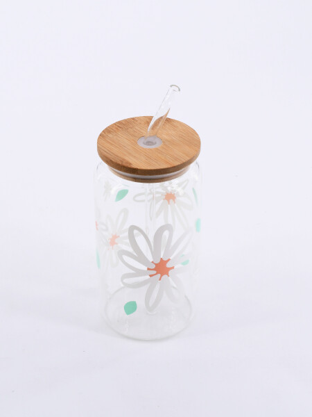 VASO VIDRIO CON SORBITO Y TAPA BAMBOO TRANSPARENTE