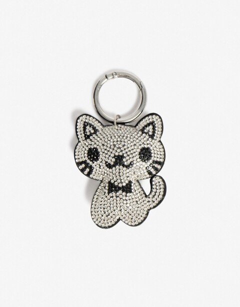 Llavero Strass Llavero Y Charm De Gato Con Strass - Combinacion Bicolor
