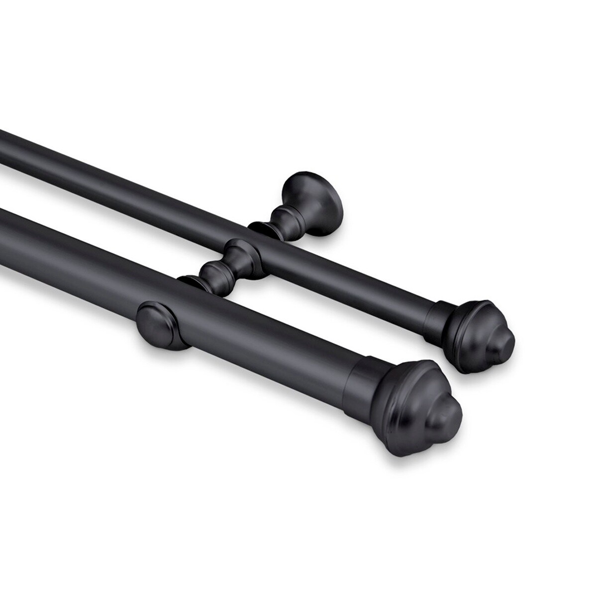 Barrote cortina doble de metal 1,5 m + 2 Soportes - GRIS OSCURO 