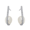 Caravanas Talia de oro blanco 18k. brillantes y perla de cultivo Caravanas Talia de oro blanco 18k. brillantes y perla de cultivo