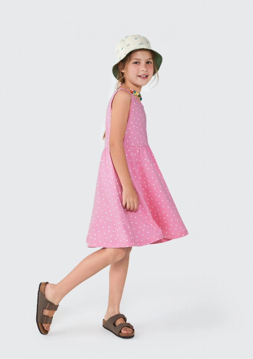 VESTIDO INFANTIL SIN MANGAS ESTAMPADO - ROSA 