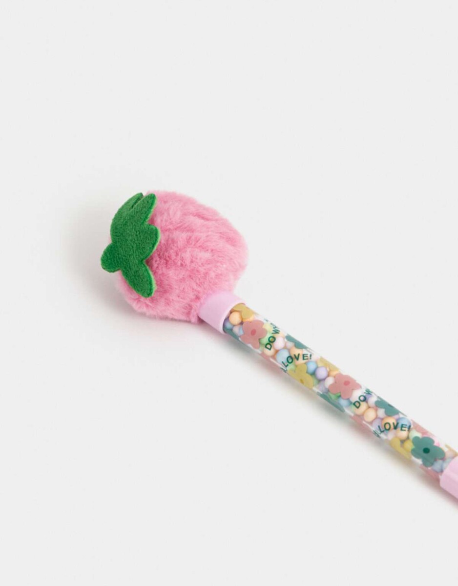 Lapicera Con Frutillita ''berry'' - Rosa Claro 