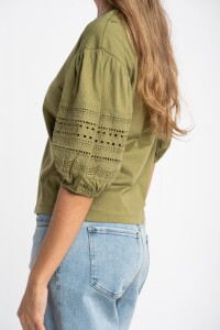 Remera Algodón Combinada Oliva