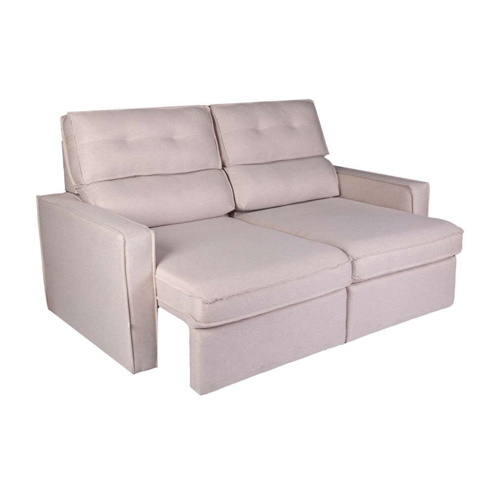 SOFA RETRACTIL 2 CUERPOS TELA NATURAL-BEIGE AMBAR BEIGE
