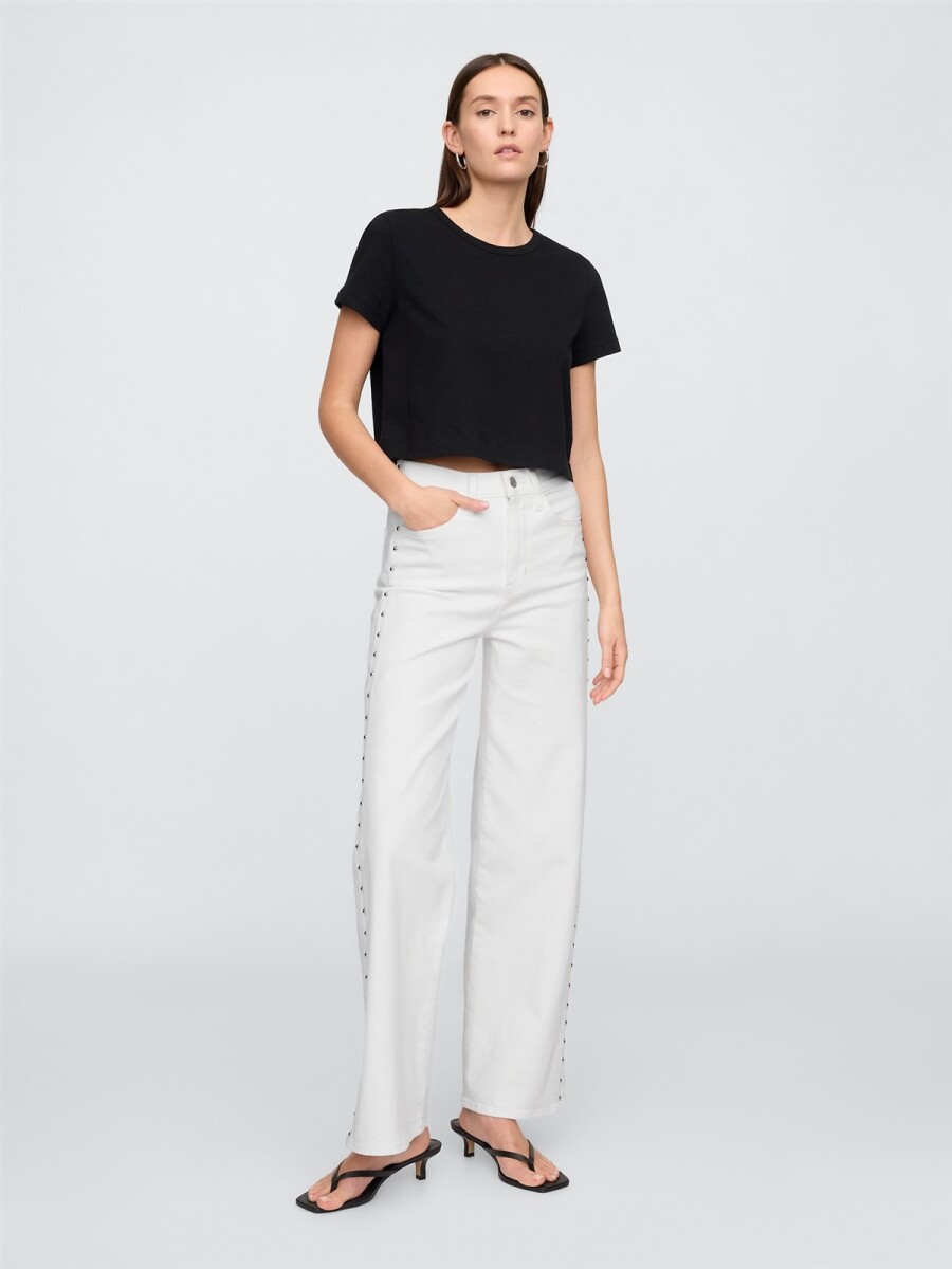 Jean Wide Leg Con Tachas Mujer - Bright White 