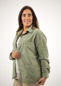Chaqueta de Jean con broderie abajo VERDE