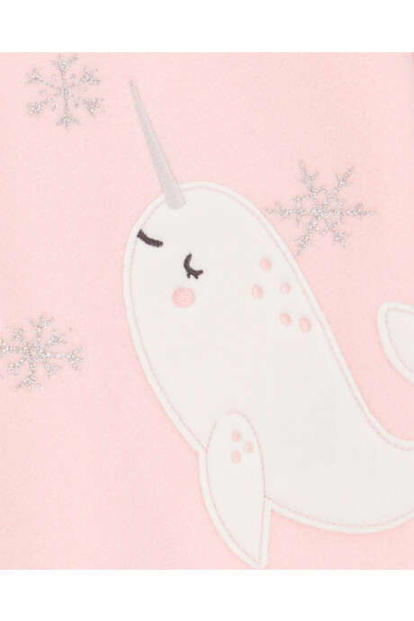 Pijama una pieza de micropolar, con pie, estampa narval Sin color