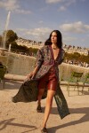 Coat Dress Estampado Base Bordeaux