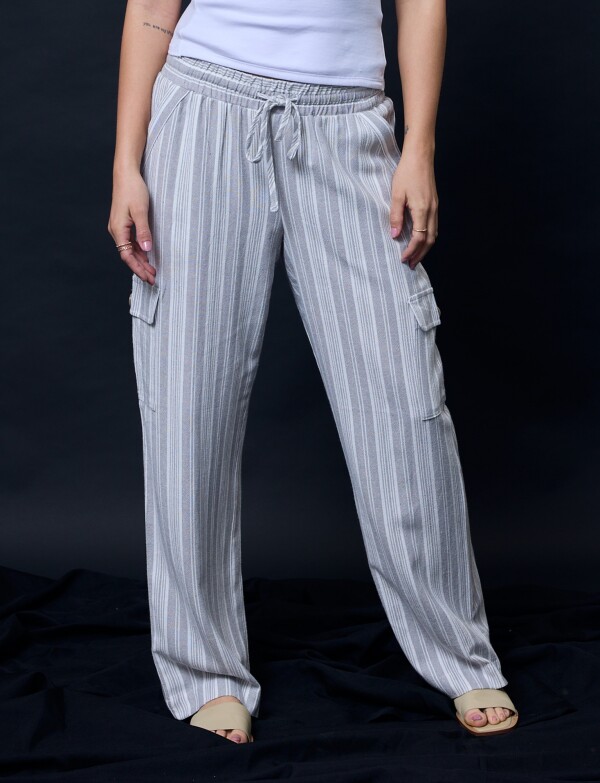 Pantalon Cargo Lino GRIS/MULTI