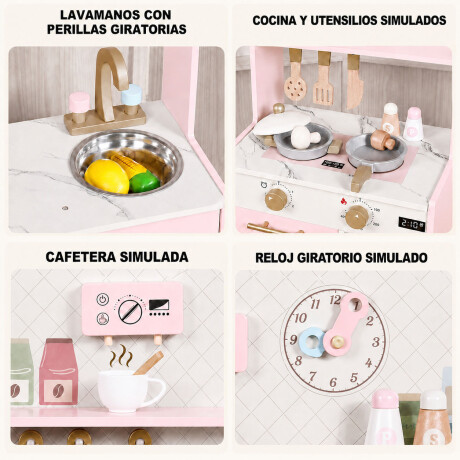 Cocina Infantil De Madera Accesorios Didáctica Duradera Rosa