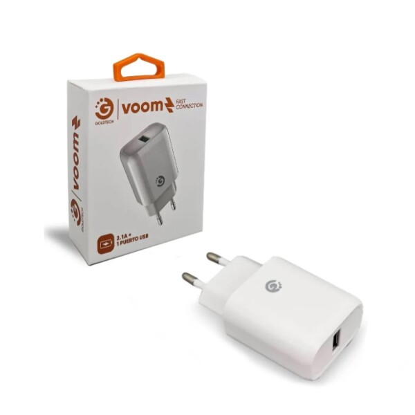 Ficha Cargador Adaptador USB Goldtech Voom Carga Rápida 2.1A Ficha Cargador Adaptador USB Goldtech Voom Carga Rápida 2.1A