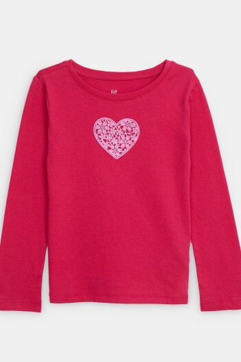 Remera Grafico Manga Larga Niña Pink Heart Graphic