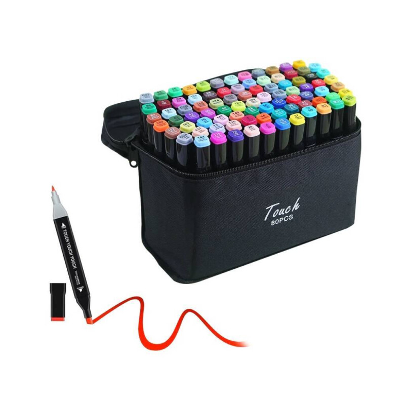 Marcadores Punta Doble x 80 Unidades Con Estuche Marcadores Punta Doble x 80 Unidades Con Estuche