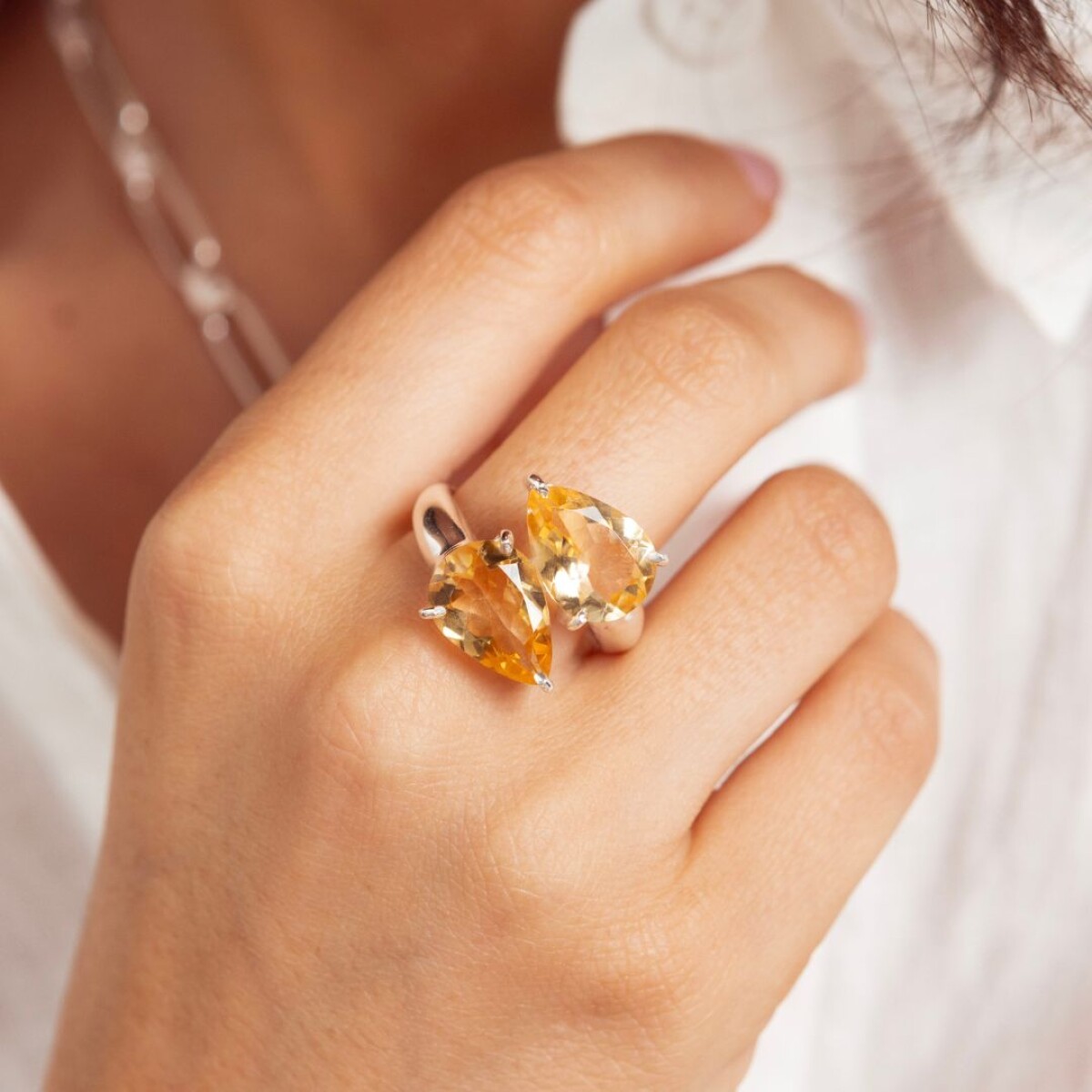 Anillo Clavel Citrino - Plata 925 