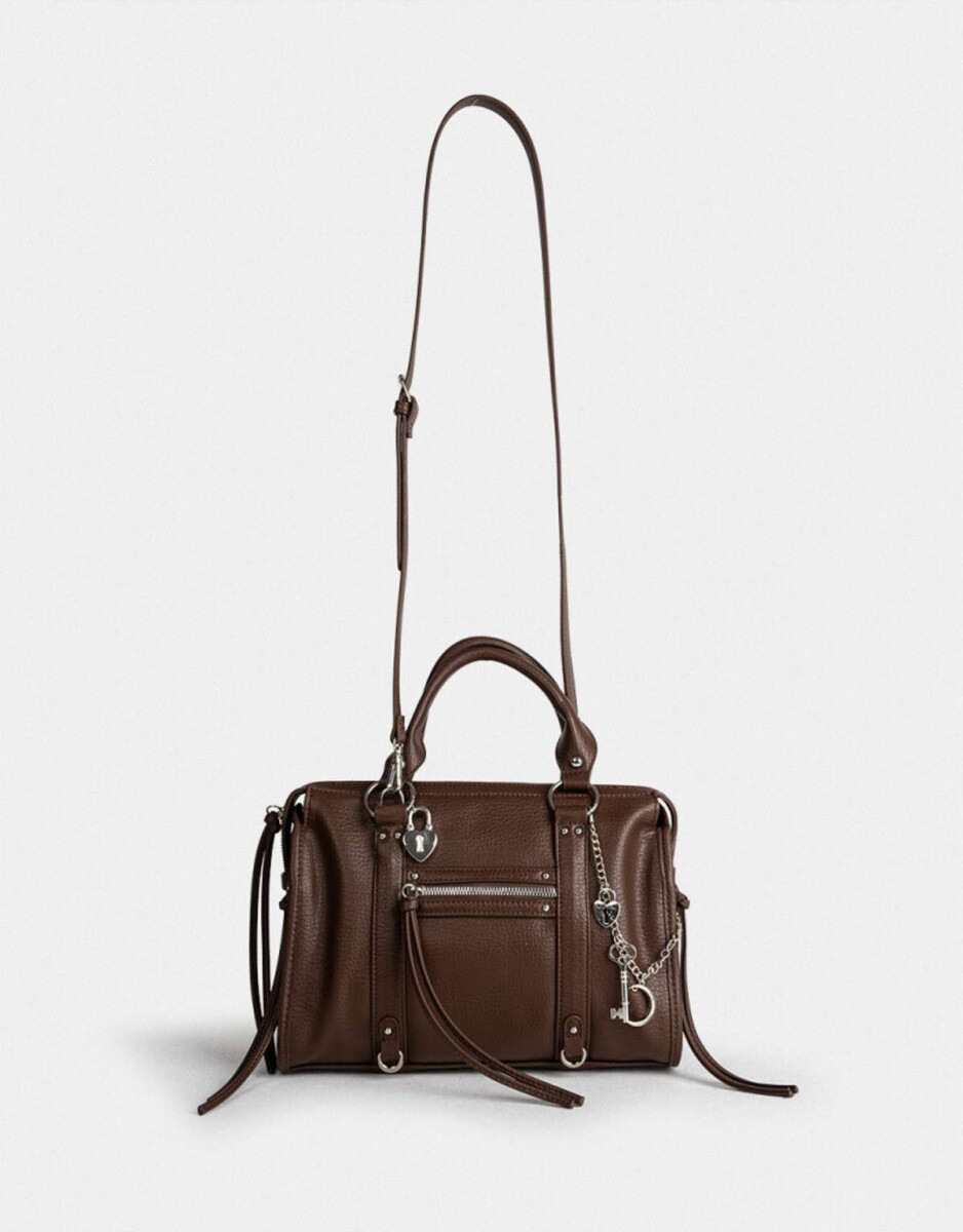 Cartera Bowling Con Cadena - Marron Oscuro 