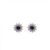 Caravanas Flor-Plata 925-Con Zafiro y Zirconia-CA4040 conpiedra