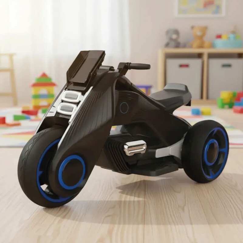 Moto futuro a batería infantil Lumax Grande con luces y musica Negro