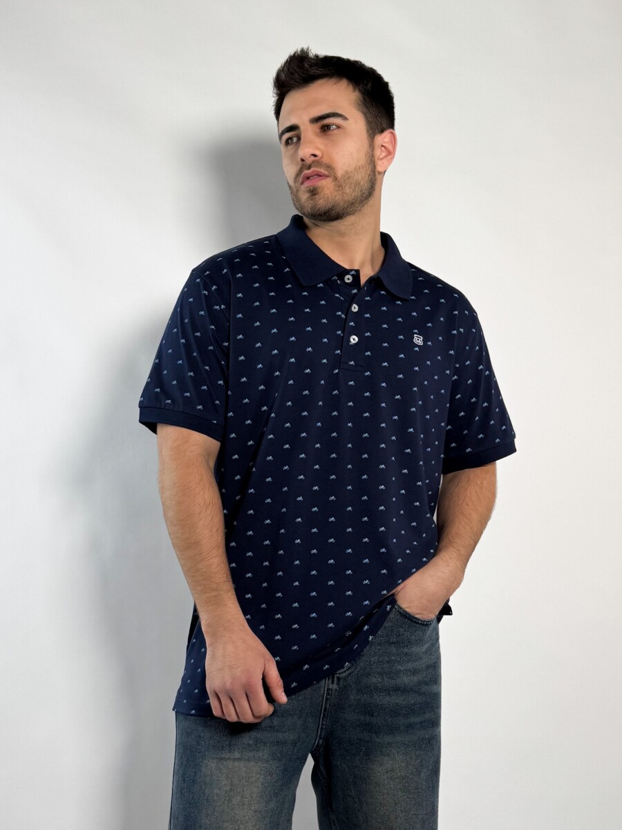 Remera polo de algodon estampada Darin - Azul 