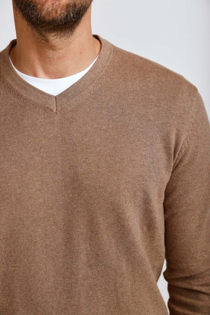 SWEATER CUELLO V TAUPE