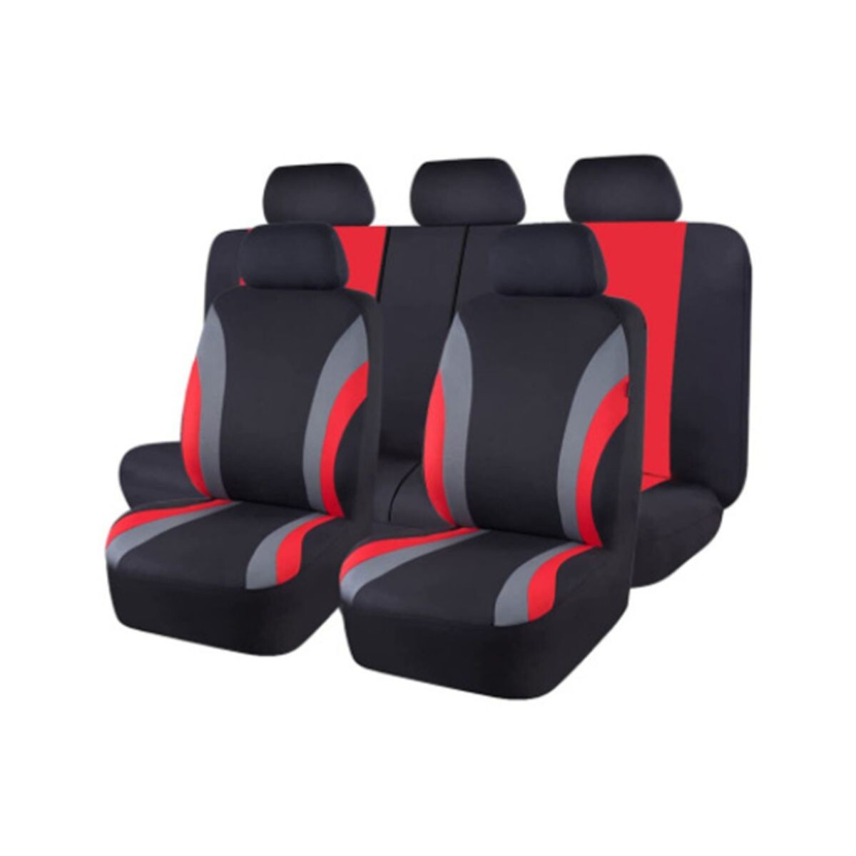 JUEGO DE FUNDAS CUBRE ASIENTO (NEGRO/GRIS/ROJO) 