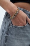 Pulsera acero eslabones redondos dorado