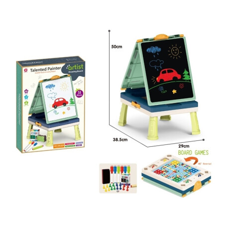 Pizarra doble con mesa 31 pcs Verde y Azul