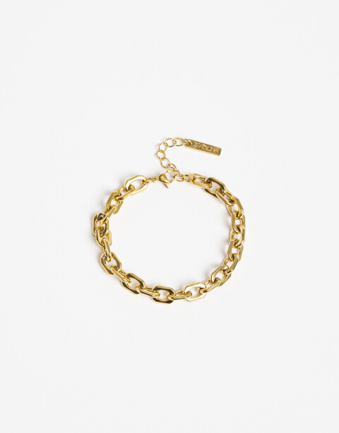 Pulseras Flexibles Metal Pulsera De Eslabones Bold Acero - Dorado