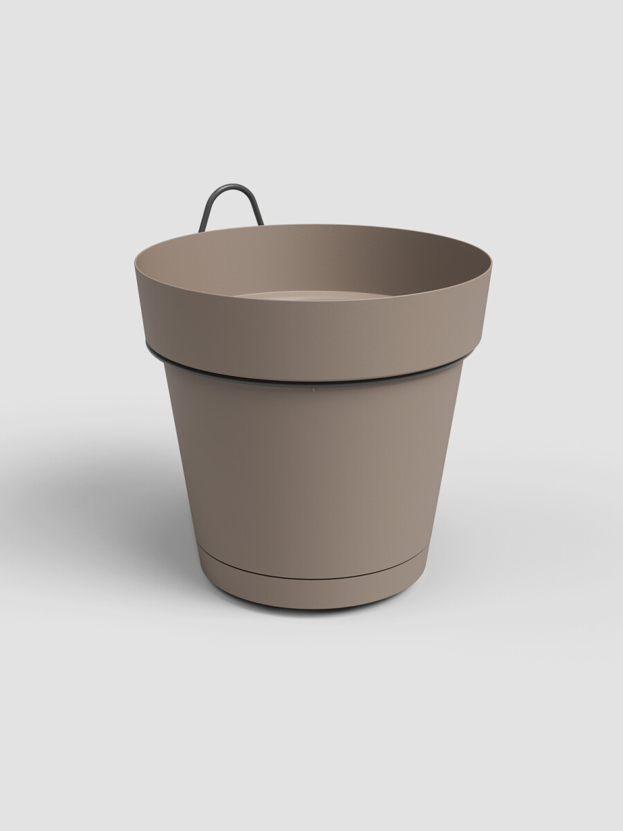 MACETA DE PARED CON PLATO CAPRI TAUPE