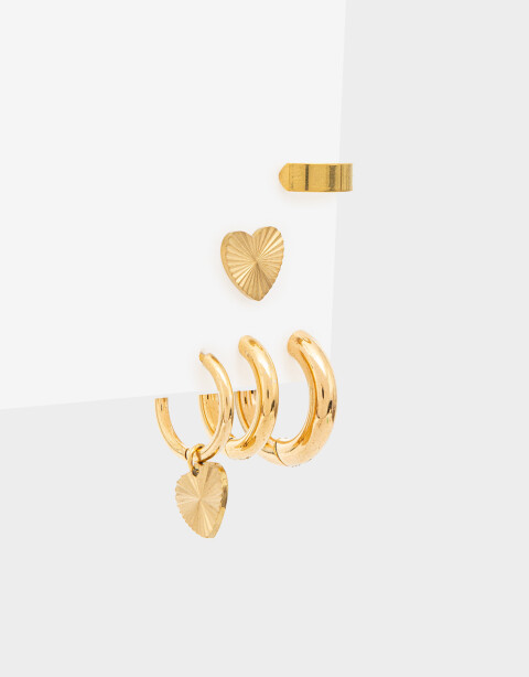 Aros Sets Strass Set De Aros Acero - Dorado