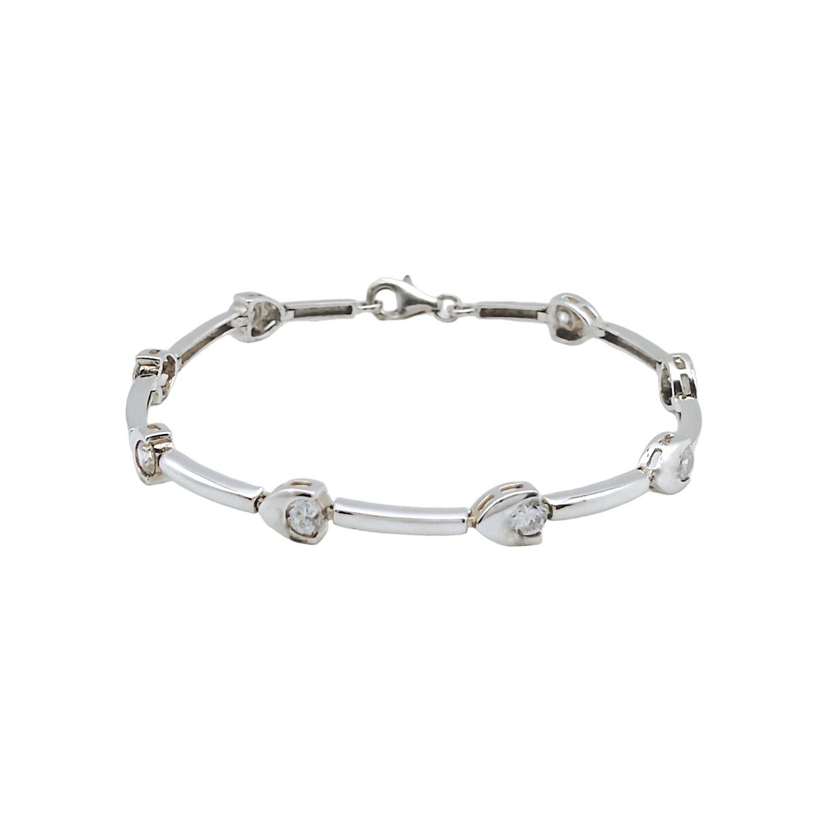 Pulsera corazón-Plata 925-Piedra zirconia-PU3120 - conpiedra 
