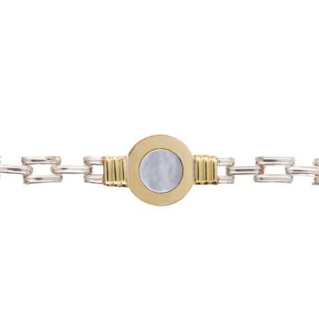 Pulsera de plata 925, double en oro 18 ktes y nácar. Pulsera de plata 925, double en oro 18 ktes y nácar.