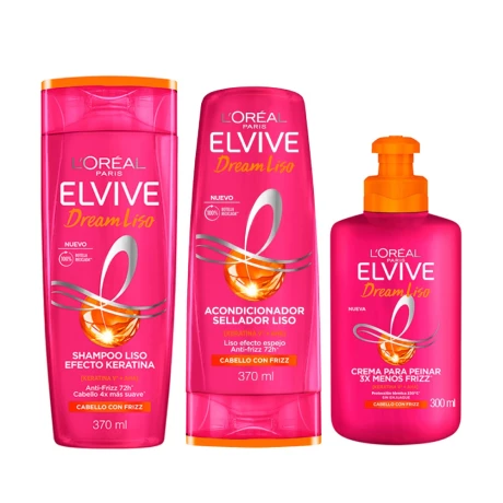 Pack L'Oreal Paris Elvive Dream Liso - Shampoo 370 + Acondicionador 370 + Crema De Peinar 300ml Pack L'Oreal Paris Elvive Dream Liso - Shampoo 370 + Acondicionador 370 + Crema De Peinar 300ml