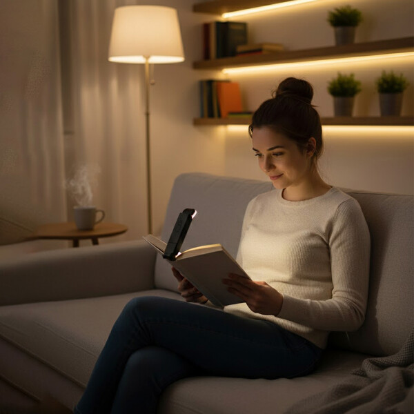 Luz Para Lectura Libros Led Portatil Recargable Nocturna Color Negro