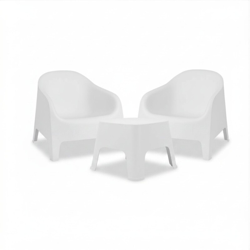 Set de 2 Sillas Skarpo + Mesa de exterior Blanco