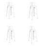 Taburete Tolix Pack 4 unidades En Metal Con Respaldo Blanco
