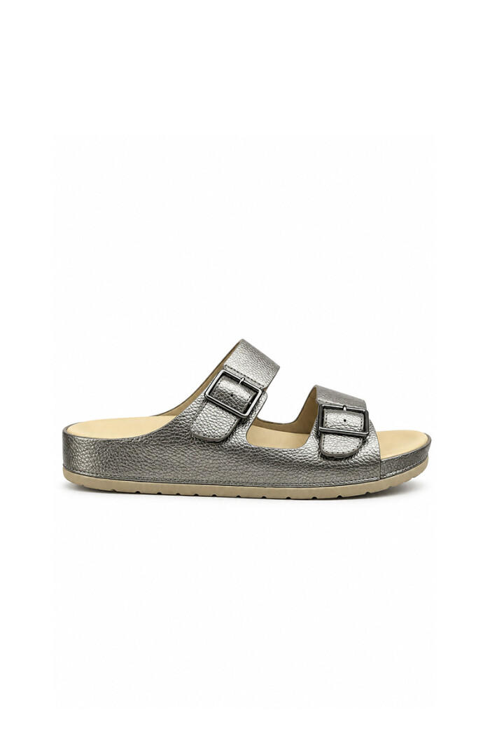 Sandalia 2 hebillas Aurora AU401 Plateado
