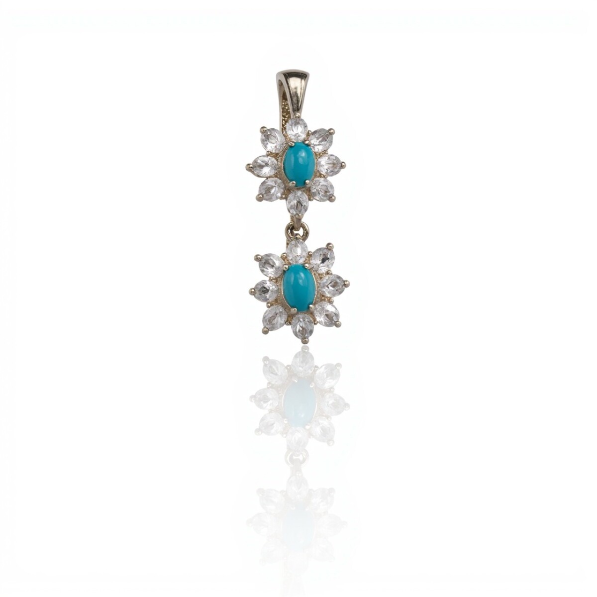 Dije Colgante flor-Plata 925-Piedra zirconia y turquesa-CP3681 - sinpiedra 