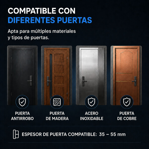 Cerradura Inteligente Digital Huella Contraseña Tarjeta Wifi Color Negro