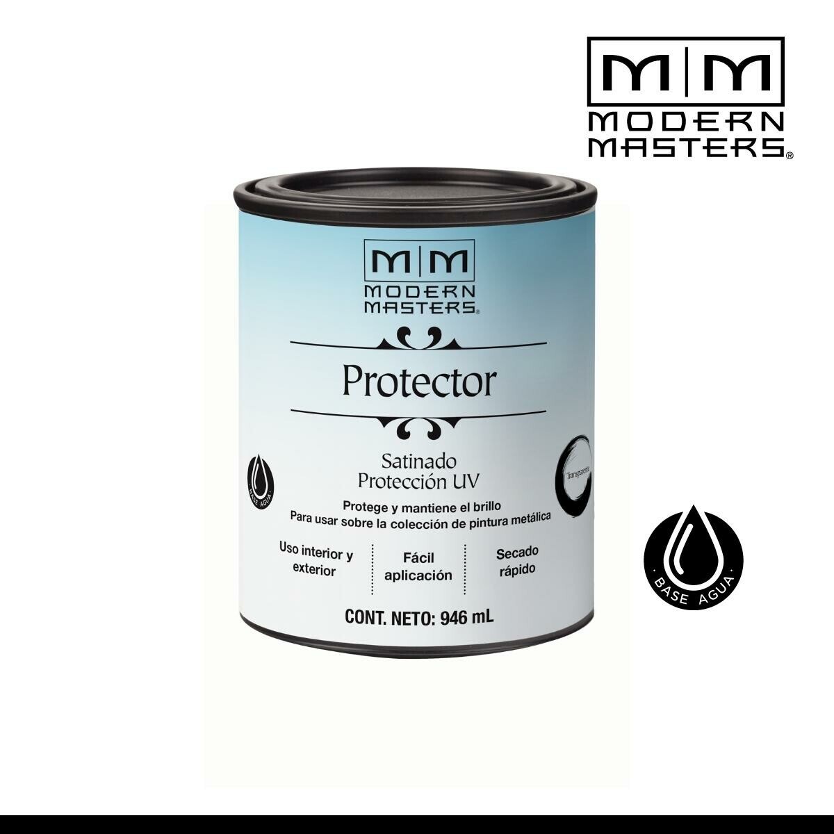 Látex Metálico Satinado Transparente 0.946L Modern Master 