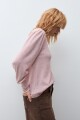 Remera mangas ballon rosa melange
