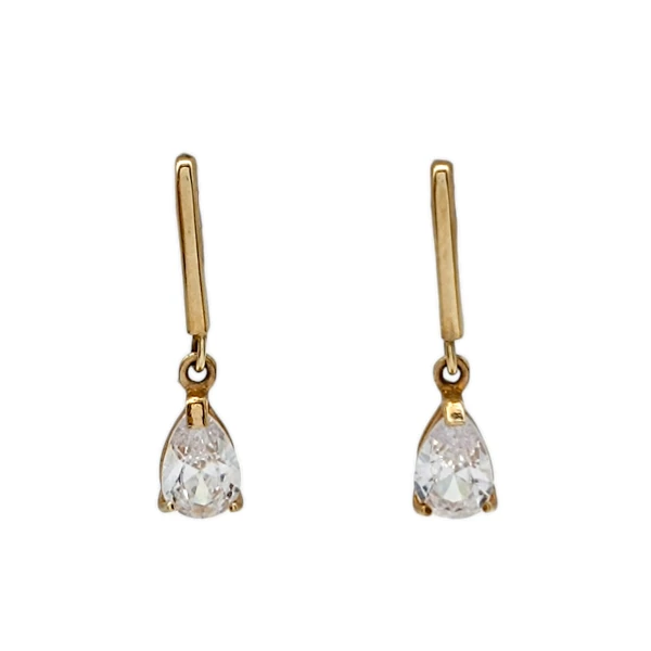 Caravanas oro Gotas - Oro bajo - Zirconia blanca- CA8008 conpiedra