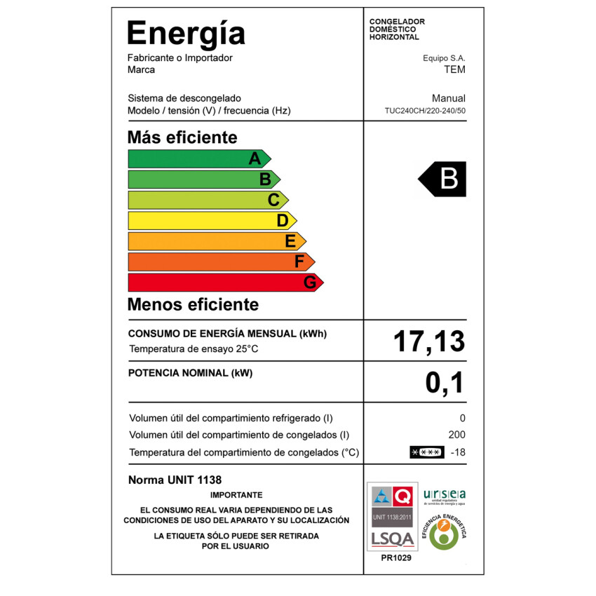 Freezer Tem 200 lts Freezer Tem 200 lts