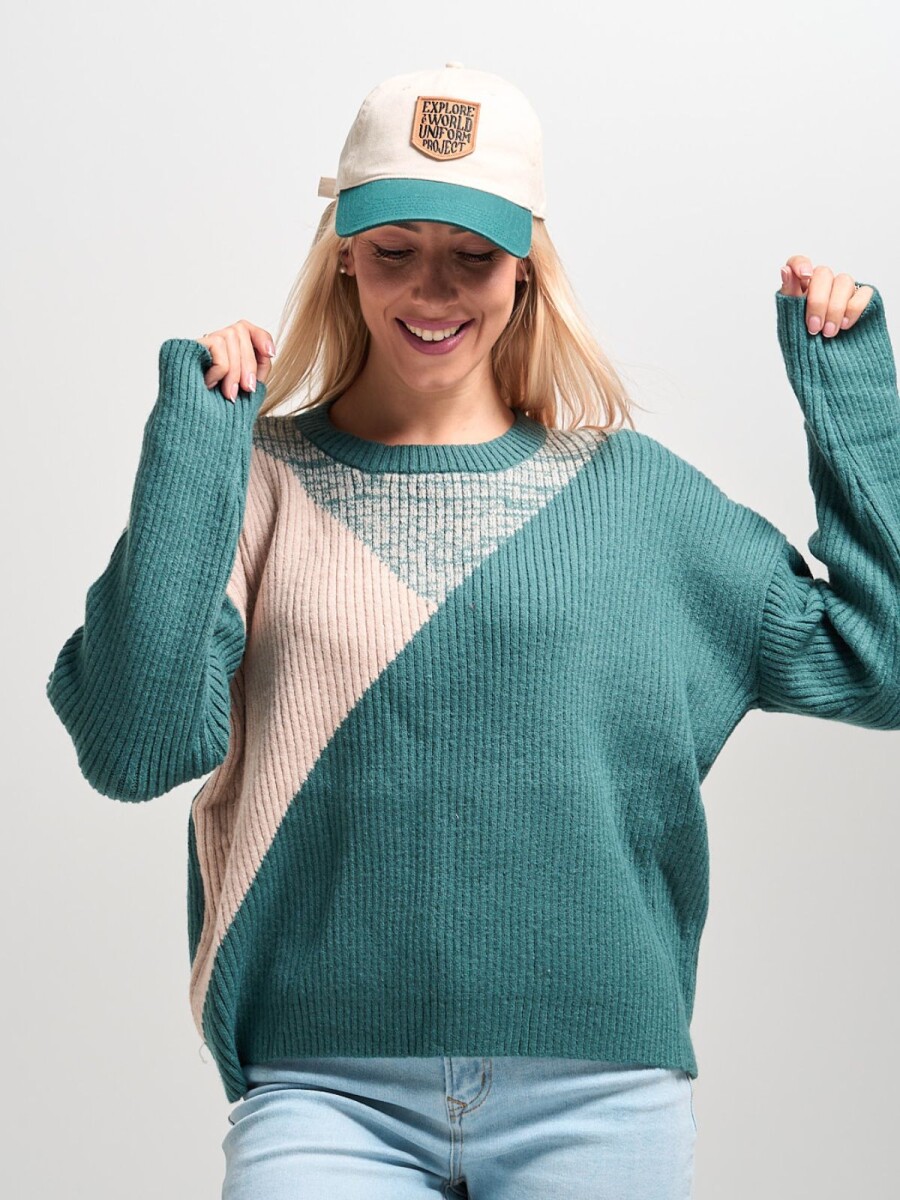 Buzo tejido Slowly - Green/beige 