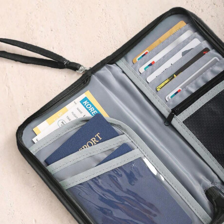 Portadocumentos para viaje con cierre 24x2x12cm Negro