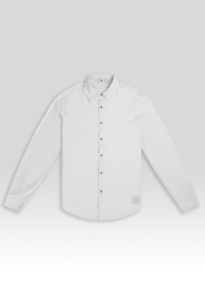 LONG SLEEVE LINEN SHIRT White