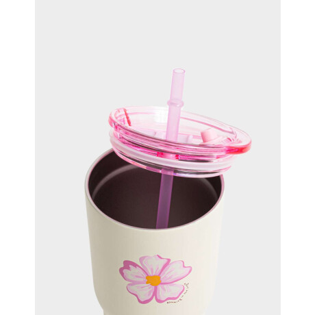 Vaso Alto De Acero Inoxidable Estampado Con Sorbete Blanco Crudo
