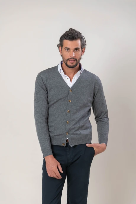 Cardigan lana merino Gris claro