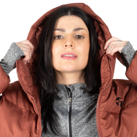Campera Topper Puffer Inflada Abrigo Impermeable Dama Marron